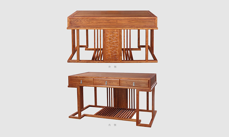 朔州 别墅中式家居书房装修实木书桌效果图